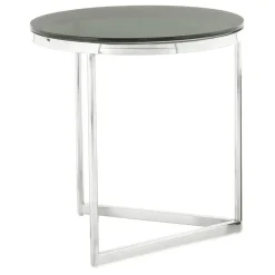 Wohnen Runder Design Beistelltisch mit Glasplatte Schwarz - Steven