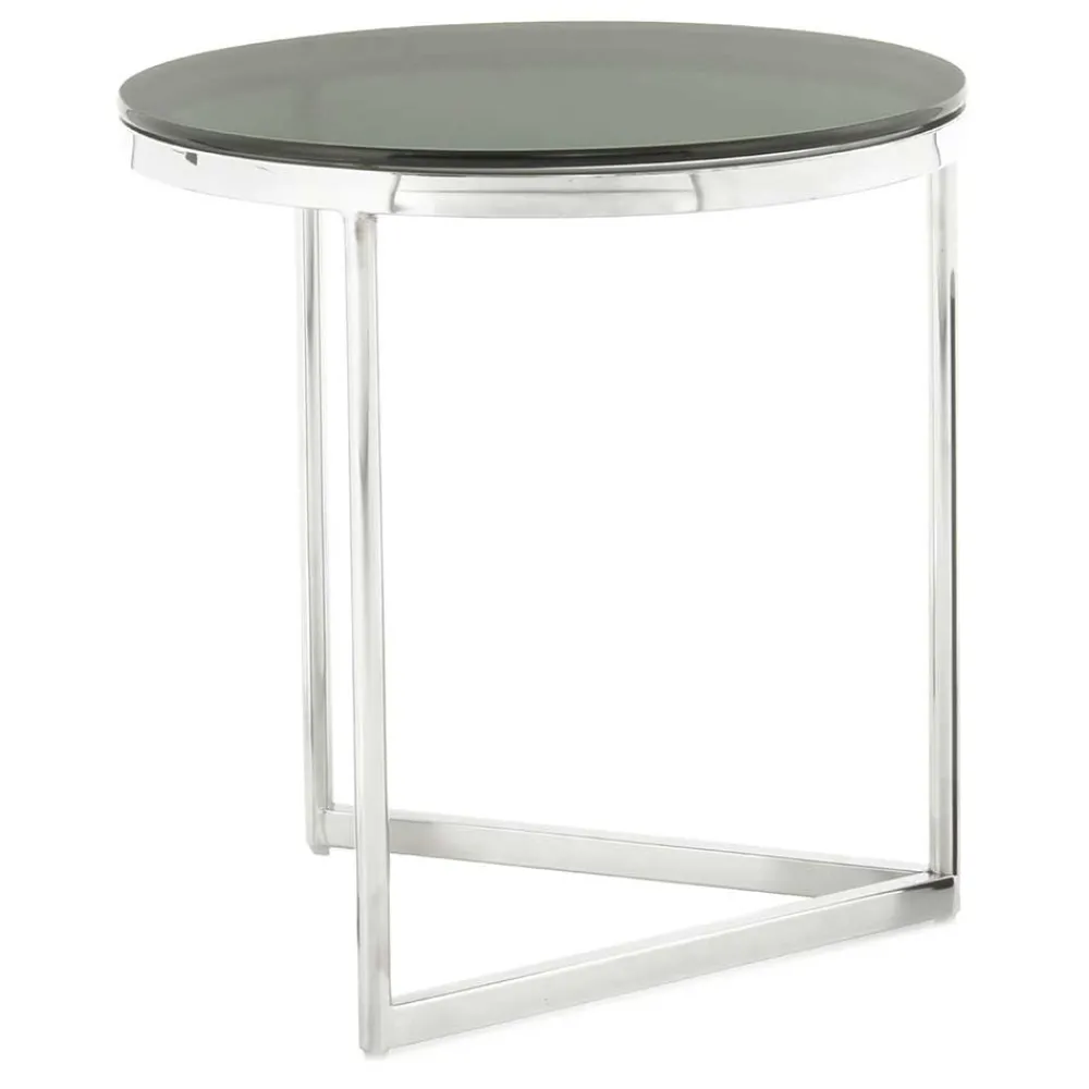 Wohnen Runder Design Beistelltisch mit Glasplatte Schwarz - Steven