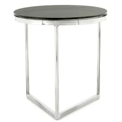 Wohnen Runder Design Beistelltisch mit Glasplatte Schwarz - Steven