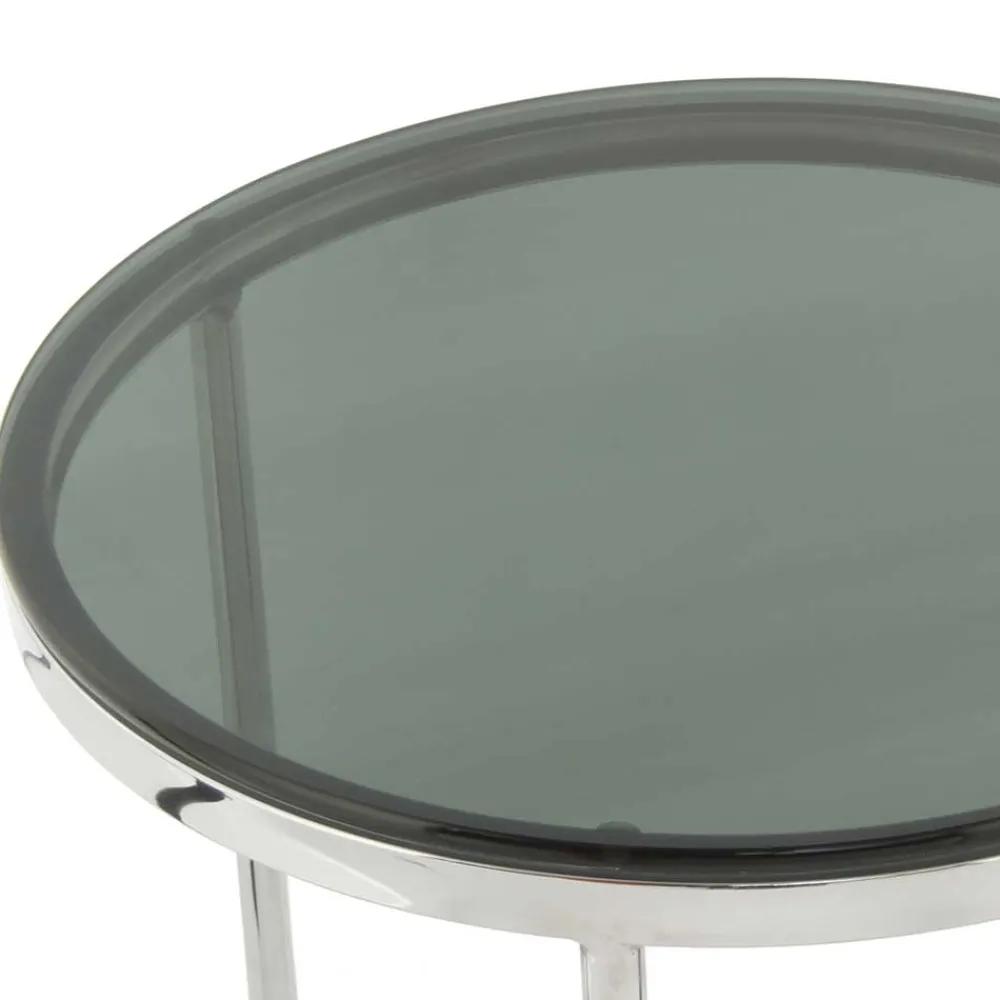 Wohnen Runder Design Beistelltisch mit Glasplatte Schwarz - Steven