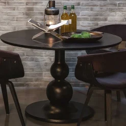 Wohnen Vintage Möbel*Runder Design Esstisch in Schwarz lackiert - Bottaro