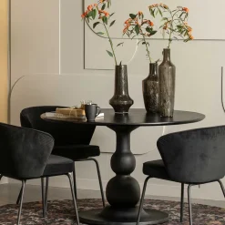 Wohnen Vintage Möbel*Runder Design Esstisch in Schwarz lackiert - Bottaro