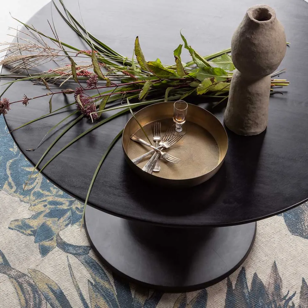 Wohnen Vintage Möbel*Runder Design Esstisch in Schwarz lackiert - Bottaro