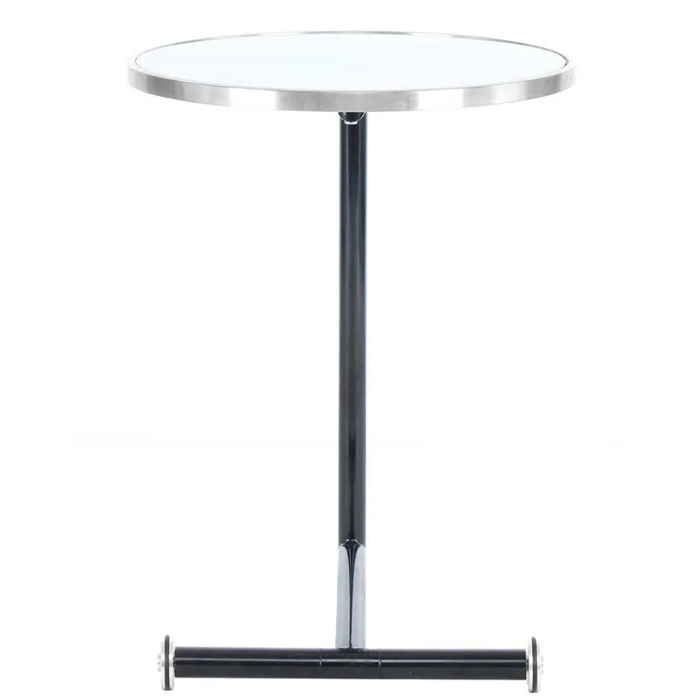 Wohnen Runder Designer Anstelltisch aus Glas & Metall - Broncing