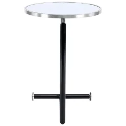 Wohnen Runder Designer Anstelltisch aus Glas & Metall - Broncing