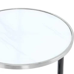 Wohnen Runder Designer Anstelltisch aus Glas & Metall - Broncing