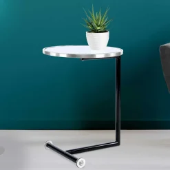 Wohnen Runder Designer Anstelltisch aus Glas & Metall - Broncing