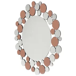 Wohnen Spiegel|Flurspiegel*Runder Designer Spiegel in Silber & Rosegold - Sulliva