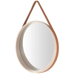 Wohnen Runder Designspiegel in Creme & Braun - Venus