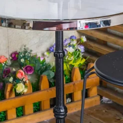 Wohnen Runder Designtisch aus Marmor & Gusseisen - Perleberg