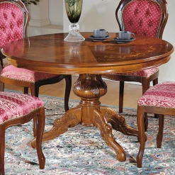 Wohnen Barock Möbel|Küchentische*Runder Esstisch im Barockstil Magari mit Nussbaum Furnier