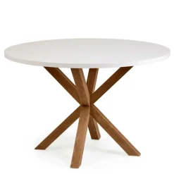 Wohnen Esszimmertische|Tische*Runder Esstisch in Weiß & Holzoptik Natur - Maggio