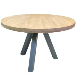 Wohnen Runder Esstisch mit Holzplatte Mango - Belafoma