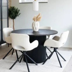 Wohnen Küchen-Essgruppen|Esszimmer Komplett*Runder Esstisch und Drehstühle Set - Calm (fünfteilig)