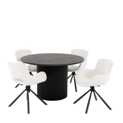 Wohnen Küchen-Essgruppen|Esszimmer Komplett*Runder Esstisch und Drehstühle Set - Calm (fünfteilig)