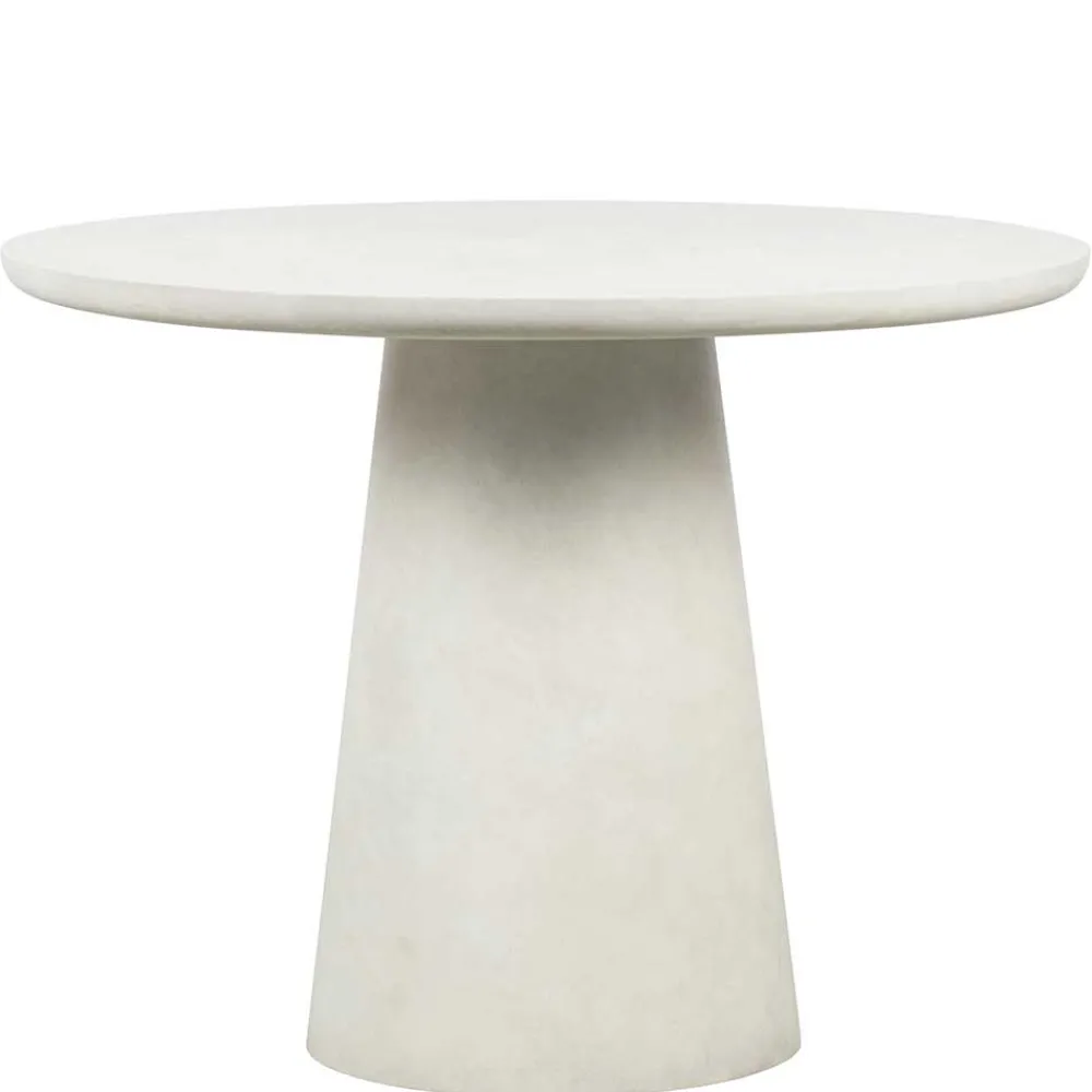 Wohnen Runder Esszimmer Säulentisch in Weiß Tonfaser - Emsa