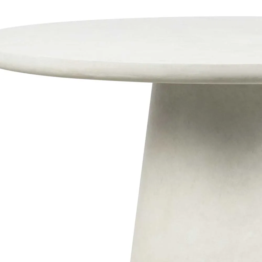 Wohnen Runder Esszimmer Säulentisch in Weiß Tonfaser - Emsa