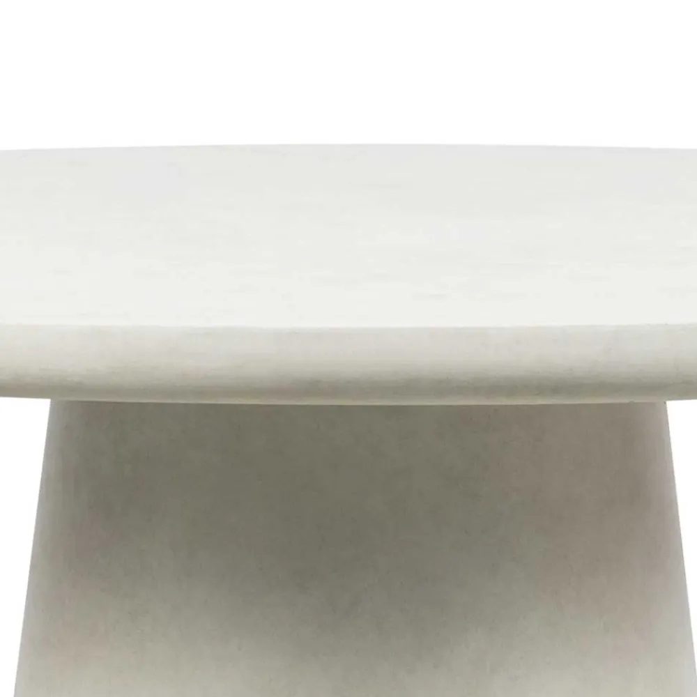 Wohnen Runder Esszimmer Säulentisch in Weiß Tonfaser - Emsa