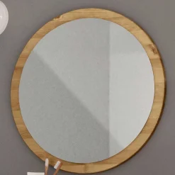 Wohnen Spiegel|Flurspiegel*Runder Flurspiegel mit Massivholzrahmen - Zavieca