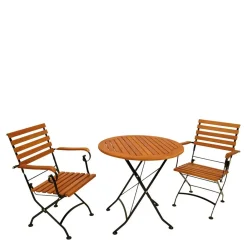 Wohnen Balkonmöbel|Terrassenmöbel*Runder Gartentisch mit Armlehnstühlen - Georgy (dreiteilig)