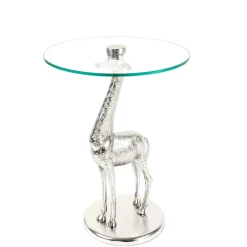 Wohnen Runder Glas Beistelltisch mit Giraffe als Fuß - Fenya