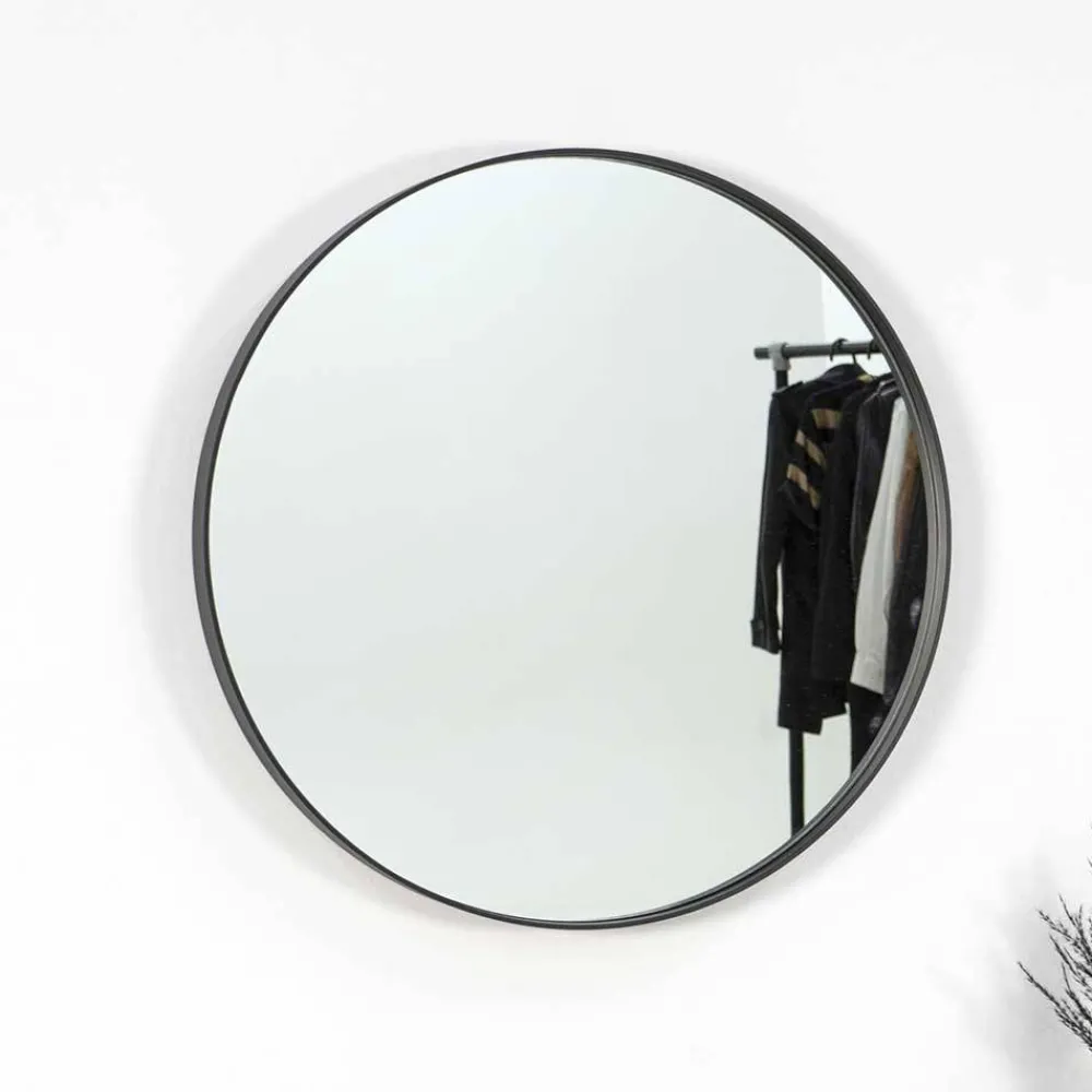 Wohnen Runder Glasspiegel in Schwarz - Fulia