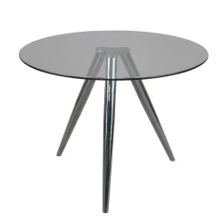 Wohnen Runder Glastisch mit 3-Fußgestell in Chrom - Convilla