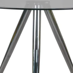 Wohnen Runder Glastisch mit 3-Fußgestell in Chrom - Convilla