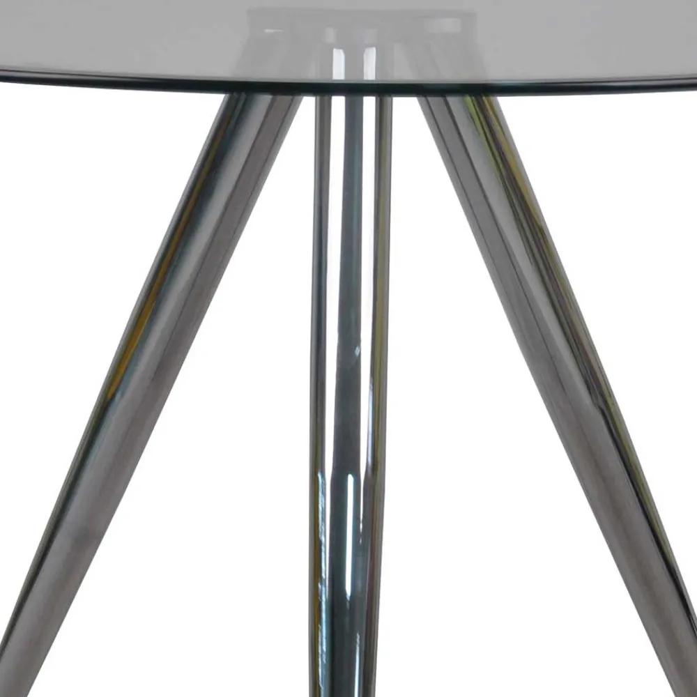 Wohnen Runder Glastisch mit 3-Fußgestell in Chrom - Convilla