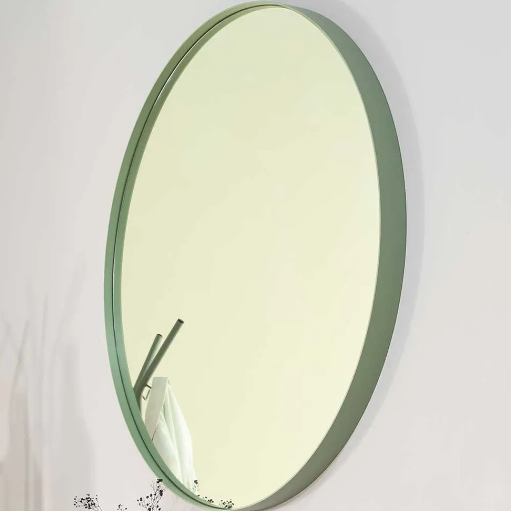 Wohnen Runder Hängespiegel in Graugrün - Lamon