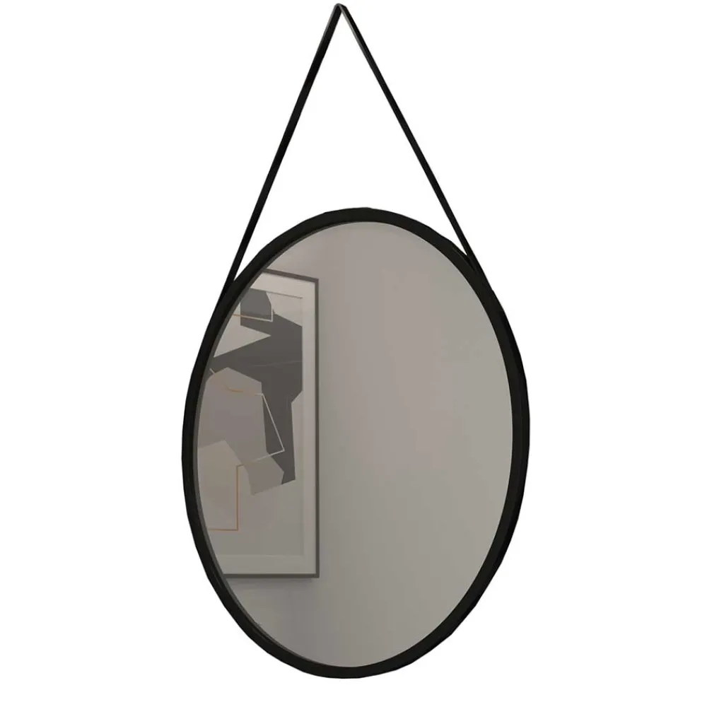 Wohnen Runder Hängespiegel in Schwarz Metallrahmen - Emotionnel