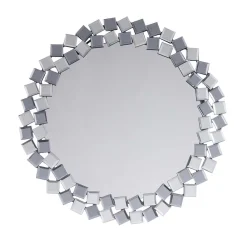 Wohnen Runder Hängespiegel in Silber & Grau - Compadro