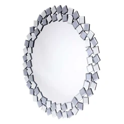 Wohnen Runder Hängespiegel in Silber & Grau - Compadro
