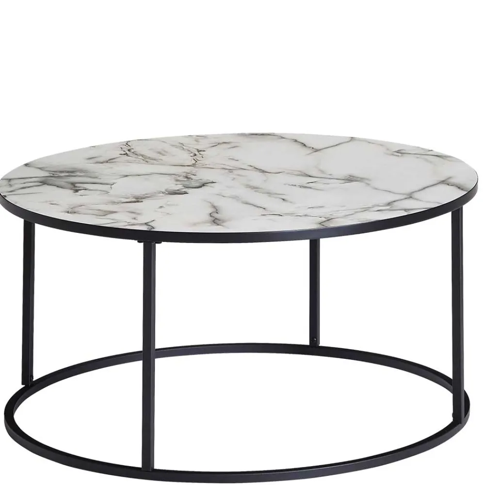 Wohnen Küchentische|Esszimmertische*Runder Hochglanz Wohnzimmertisch in Marmoroptik - Domi