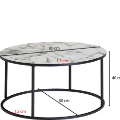 Wohnen Küchentische|Esszimmertische*Runder Hochglanz Wohnzimmertisch in Marmoroptik - Domi