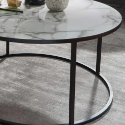 Wohnen Küchentische|Esszimmertische*Runder Hochglanz Wohnzimmertisch in Marmoroptik - Domi