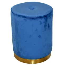 Wohnen Runder Hocker aus Samt in Blau - Mialan