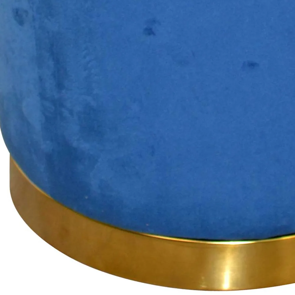 Wohnen Runder Hocker aus Samt in Blau - Mialan