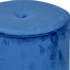Wohnen Runder Hocker aus Samt in Blau - Mialan