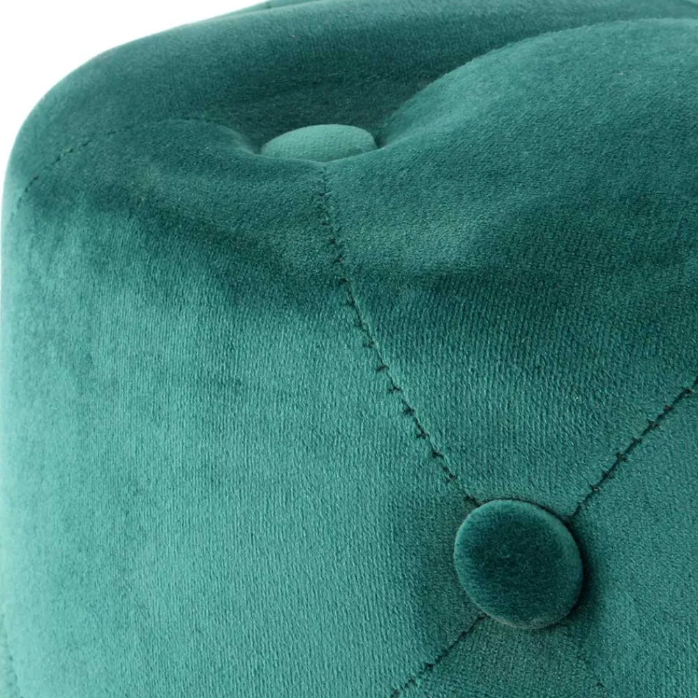 Wohnen Runder Hocker in Grün Samt & Gold Metall - Emiato