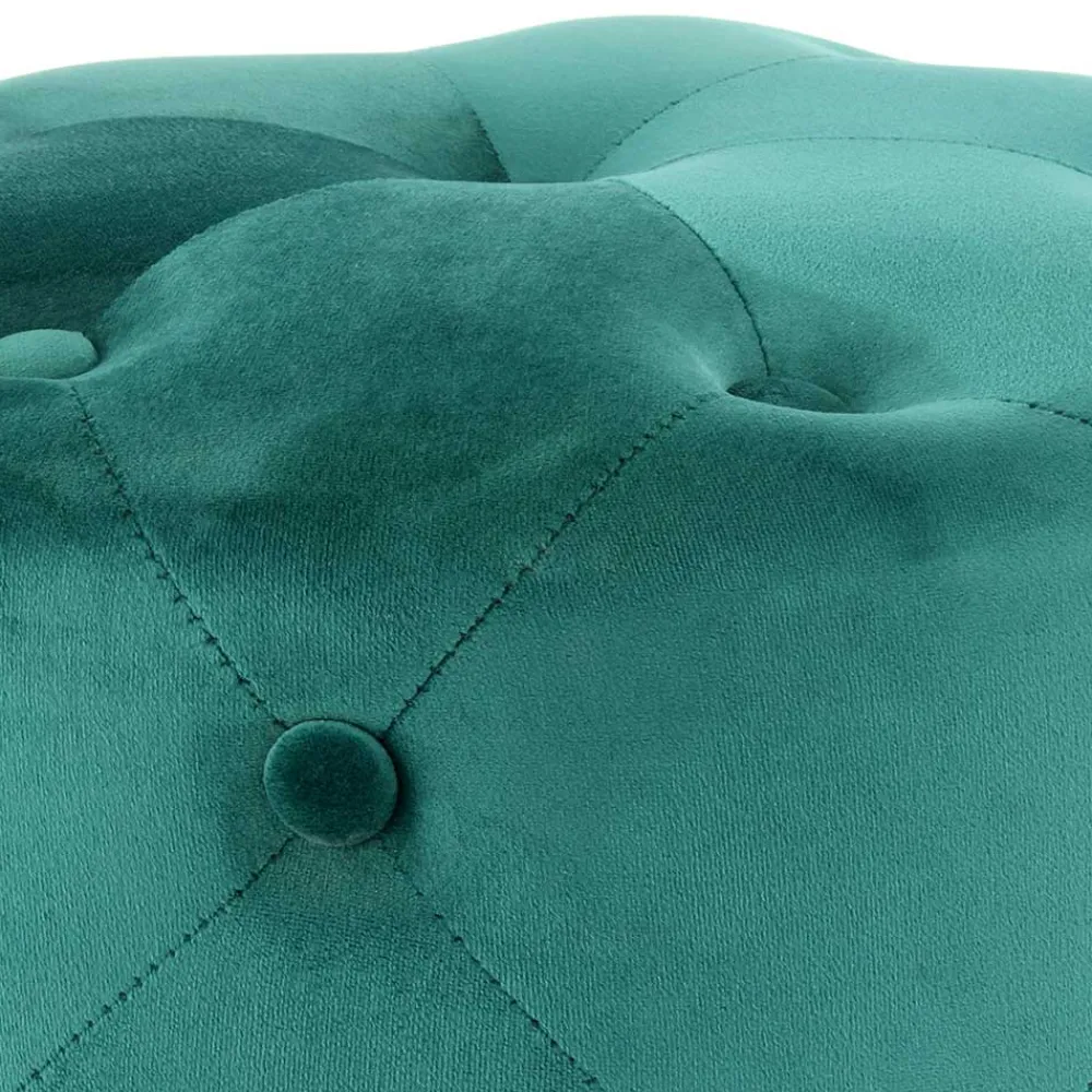 Wohnen Runder Hocker in Grün Samt & Gold Metall - Emiato