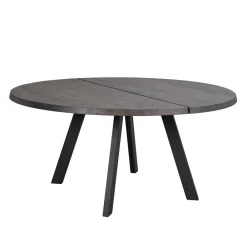 Wohnen Runder Holztisch Eiche Dunkelbraun & Metall - Liguria