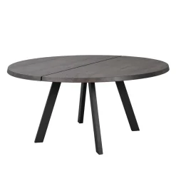 Wohnen Runder Holztisch Eiche Dunkelbraun & Metall - Liguria