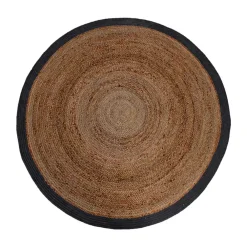 Wohnen Teppiche*Runder Juteteppich mit Baumwollrand in Schwarz - Ophra