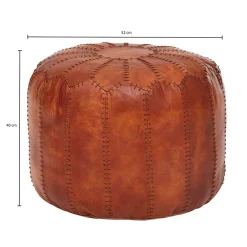 Wohnen Barhocker|Hocker*Runder Lederhocker in Cognac Braun - Fernandez