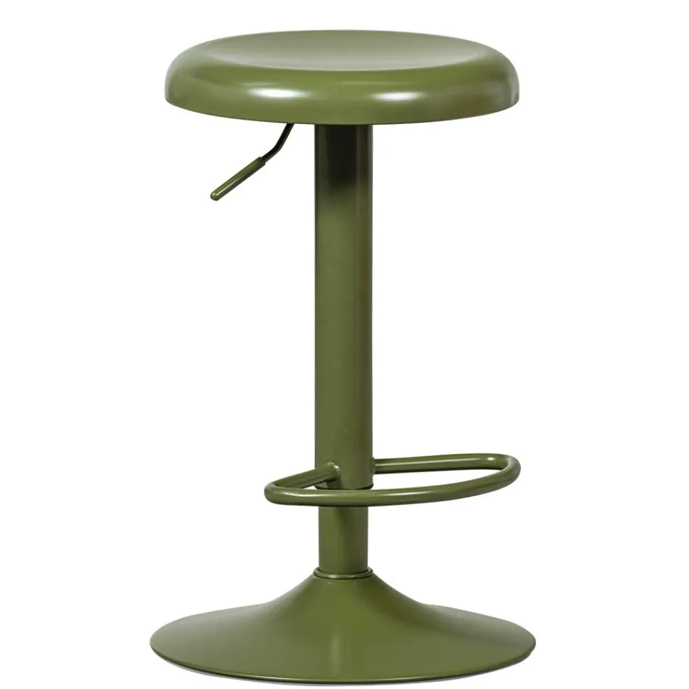 Wohnen Runder Metall-Barhocker in Grün - höhenverstellbar - Giolia