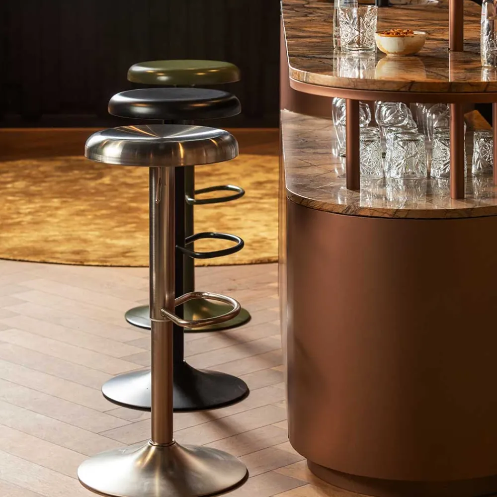 Wohnen Runder Metall-Barhocker in Grün - höhenverstellbar - Giolia