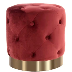 Wohnen Runder Polsterhocker in Dunkelrot & Gold - Abenda