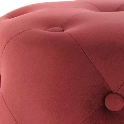 Wohnen Runder Polsterhocker in Dunkelrot & Gold - Abenda