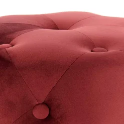 Wohnen Runder Polsterhocker in Dunkelrot & Gold - Abenda